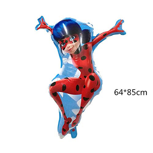 Geenber Ladybug Set de Globos Globo de Papel de Aluminio Suministros de decoración de Fiesta de Feliz cumpleaños para Ladybug Superhero Girl Kids (Paquete de 24)
