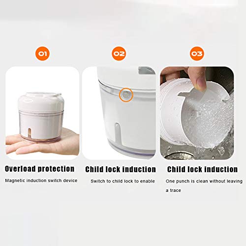 Gelentea - Mini procesador de picadora de ajos eléctrico inalámbrico para picadora de ajos, procesador de alimentos, molinillo de verduras