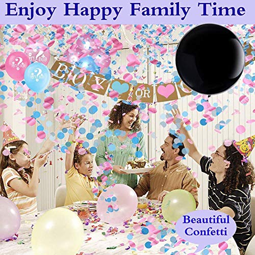 Gender Reveal Party, 64 Sexo Revelan Decoraciones De Fiesta para Baby Shower Fiesta De Cumpleaños - Incluye Pancartas y Sets De Globos, Disfraces para Vestir (Negro)