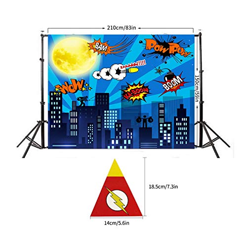 General Electric Superhero Birthday Photo Backdrop 7 x 5ft Cityscape Cartoon Supercity Backdrops Superhero Party Supplies Decoraciones - Decoraciones de Pared de superhéroes para niños o niñas