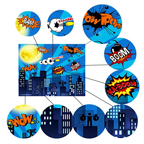 General Electric Superhero Birthday Photo Backdrop 7 x 5ft Cityscape Cartoon Supercity Backdrops Superhero Party Supplies Decoraciones - Decoraciones de Pared de superhéroes para niños o niñas