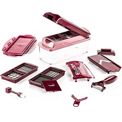 Genius Nicer Dicer Plus | 14 piezas | Cortar | Rallar | Rebanar | Cortar en dados | Cortador para fruta y verdura