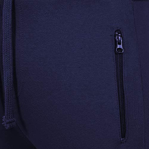 Genney Azul marino Sweatpant hombres Pantalones deportivos slim fit elástico gimnasio con bolsillos cintura elástica sin costuras chándal deportivo Pequeño