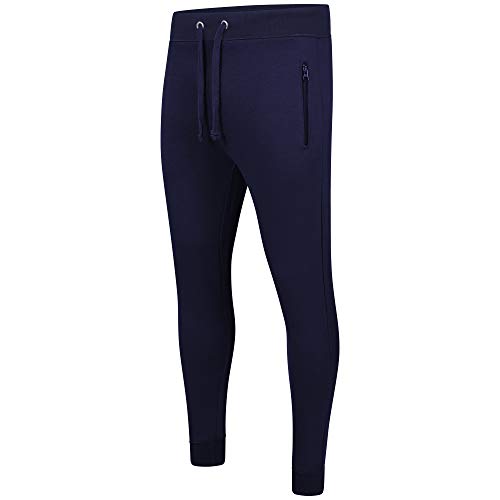 Genney Azul marino Sweatpant hombres Pantalones deportivos slim fit elástico gimnasio con bolsillos cintura elástica sin costuras chándal deportivo Pequeño