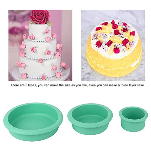 Genrics Juego de 3 moldes de Silicona Redondos para Tartas, 3 Capas de Pastel Moldes Redondos de Silicona Cake Pan Hornear Molde Placa de Pizza DIY Molde Herramientas Redondas