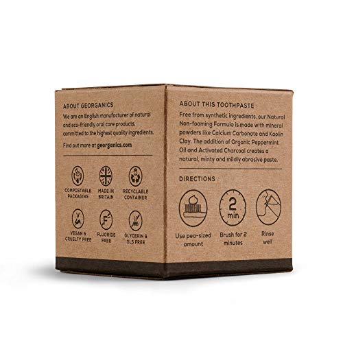 georganics Remineralizante Orgánico Natural Aceite de coco Pasta de dientes 120ml - Activado Blanqueamiento Carbón