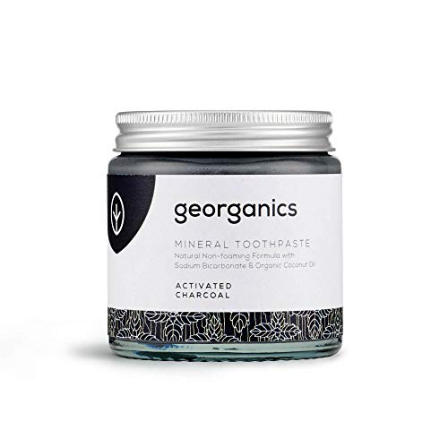 georganics Remineralizante Orgánico Natural Aceite de coco Pasta de dientes 120ml - Activado Blanqueamiento Carbón