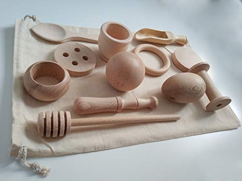 Gerileo Juego de Accesorios pequeños de Cocina con Bolsa de Tela (Bolsa Blanca + 12 Piezas)