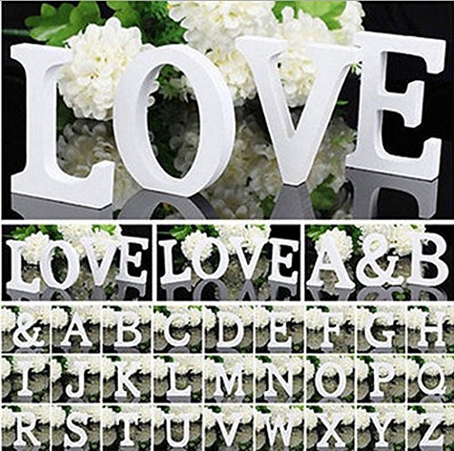 Gespout Letras Madera Bodas Fiesta Casa Ornamentos Letras Pared Bar Hotel Decoración Alfabeto Cartas Fotos Adornos Letra C 1pcs Blanco 8 * 6.5cm