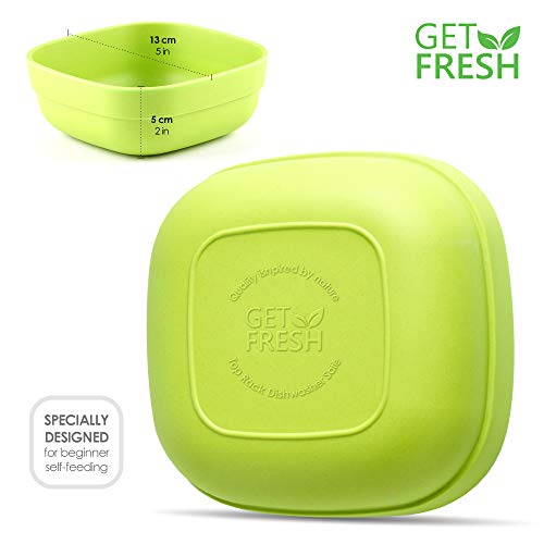 GET FRESH Cuencos de Bambú para Niños - 4 Piezas Juego de Cuencos Infantil de Bambú sin BPA - Reutilizable Vajilla Fibra de Bambu para Bebes Aptas para el Lavavajillas - Bamboo Kids Bowls