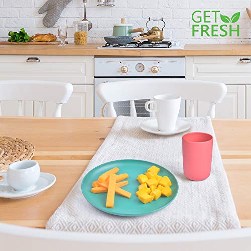 GET FRESH Tazas de Bambú para Niños - Set de 4 Tazas Reutilizables de Bambú para Niños y Adultos - Tazas Infantiles de Bambú sin BPA - Reutilizables Vajilla Fibra de Bambu Aptas para el Lavavajillas