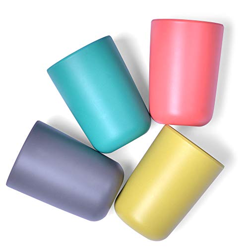 GET FRESH Tazas de Bambú para Niños - Set de 4 Tazas Reutilizables de Bambú para Niños y Adultos - Tazas Infantiles de Bambú sin BPA - Reutilizables Vajilla Fibra de Bambu Aptas para el Lavavajillas