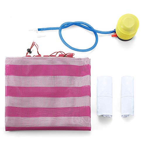 GEYUEYA Home Hamaca Flotante, Hamaca de Agua 4 en 1 Piscina Tumbona Hamaca Inflable de Agua Flotante colchoneta Hamaca Flotante para Adultos Cama Flotante de Agua con Bomba de Aire, 120kg(Rosa)