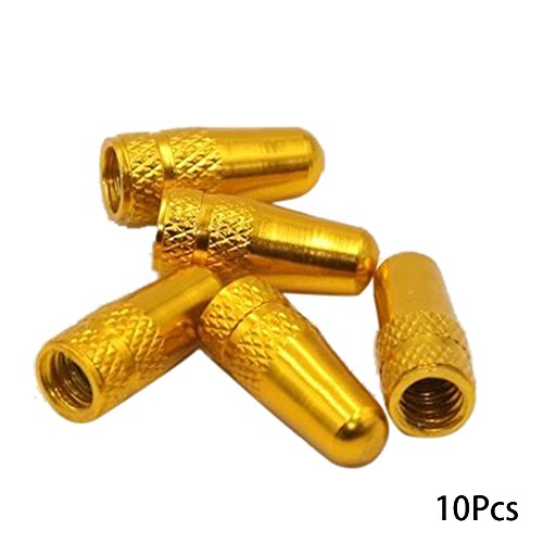 GEZICHTA 10 unidades de tapas de válvula Presta multicolor anodizado de aleación de aluminio para válvula de neumático de bicicleta, tapas de polvo estilo francés, amarillo
