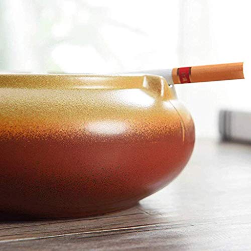 GFF Cenicero de cerámica gres Redondo Moda Retro hogar Sala de Estar decoración artesanía cenicero Creativo 14 * 6.4 CM Rojo (Color: Rojo)