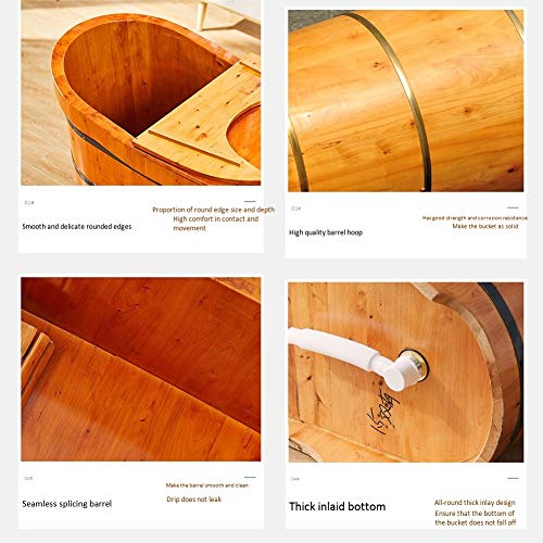 GFSD Bañera Sauna Barril de Madera Ducha Consumo Cubo Piscina Redondeada del Borde Ergonómico Diseño La CurvaAgua 120L for Baños Y Jardines 1.0m-1.6m (Size : 110x60x75cm)