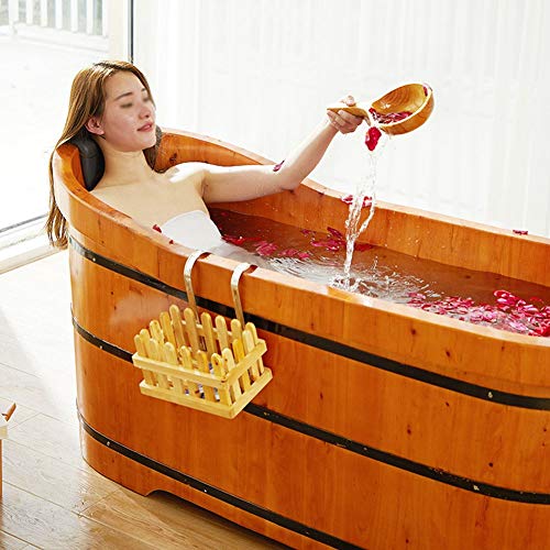 GFSD Bañera Sauna Barril de Madera Ducha Consumo Cubo Piscina Redondeada del Borde Ergonómico Diseño La CurvaAgua 120L for Baños Y Jardines 1.0m-1.6m (Size : 110x60x75cm)