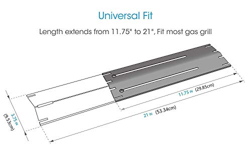 GFTIME 92381 29,85 cm a 53,34 cm Universal Placa de Calor Piezas para de Repuesto Charbroil Brinkmann Barbacoa de Gas Parrilla Barbacoa Acero Inoxidable BBQ Reemplazo (4 Pack)