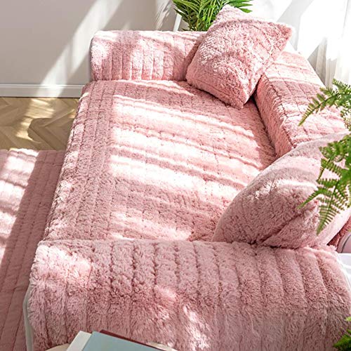 GGYDD Espesar Felpa Clip De Dinero para Sofás Clip De Dinero,Suave Mantener Caliente Funda para Sofá Fundas Decorativas para Sofás para Sofá,loveseat,reclinable,Silla-arroz Blanco 90x240cm(35x94inch)