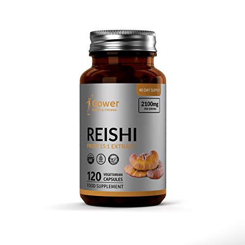 GH Suplemento de Hongo Reishi Capsulas del extracto 15:1 | 120 Cápsulas Veganas de para la Fatiga y la Defensa del Sistema Inmunitario | Sin Alérgenos, Lácteos o Gluten