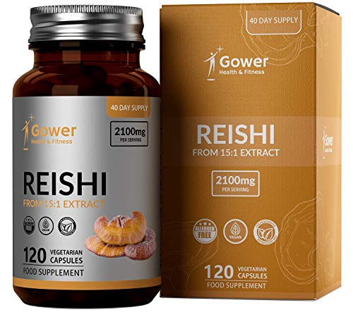 GH Suplemento de Hongo Reishi Capsulas del extracto 15:1 | 120 Cápsulas Veganas de para la Fatiga y la Defensa del Sistema Inmunitario | Sin Alérgenos, Lácteos o Gluten