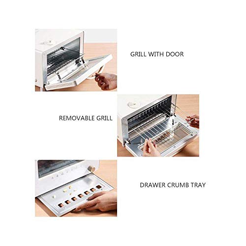 GH-YS Mini Horno eléctrico, microondas Manual de 10 l con perillas, horneado a Vapor Retro pequeño de 1300 W para Funciones de Cocina y Parrilla, Cocina del hogar, Color