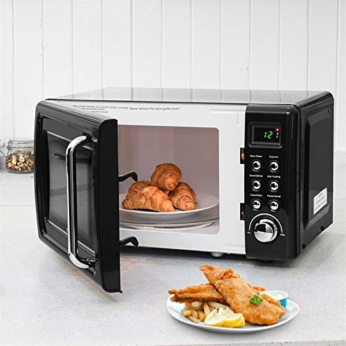 GH-YS Placa giratoria de Vidrio de 700 W, Horno de microondas Retro para encimera, microondas de 5 Niveles de Potencia de microondas con Pantalla LED