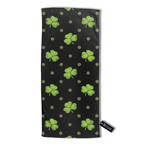 ghkfgkfgk St. Patrick's Day Lucky Shamrocks Black Hand Towels Beach Towel Instant Cool Ice Towel Gym Quick Dry Towel Microfibre Towel Cooling Sports Towel 12 X 27.5 Inch