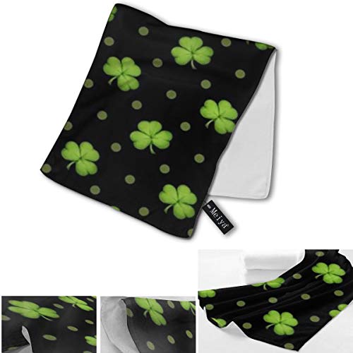 ghkfgkfgk St. Patrick's Day Lucky Shamrocks Black Hand Towels Beach Towel Instant Cool Ice Towel Gym Quick Dry Towel Microfibre Towel Cooling Sports Towel 12 X 27.5 Inch