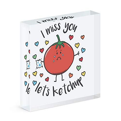Gift Base i Miss You Let's Ketchup Acrílico Bloque Marco de Fotos