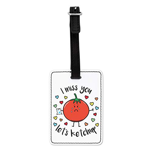 Gift Base i Miss You Vamos Ketchup Visual Equipaje Etiqueta con Correa Negra