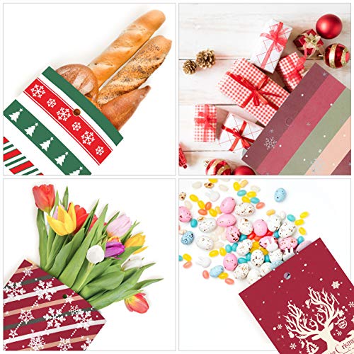 GIKPAL 24 Bolsas de Regalo para Navidad, Bolsas de Papel Kraft con Pegatinas y Etiquetas, Calendario de Adviento para Caramelos Galletas Bombones, 22x15x6 cm