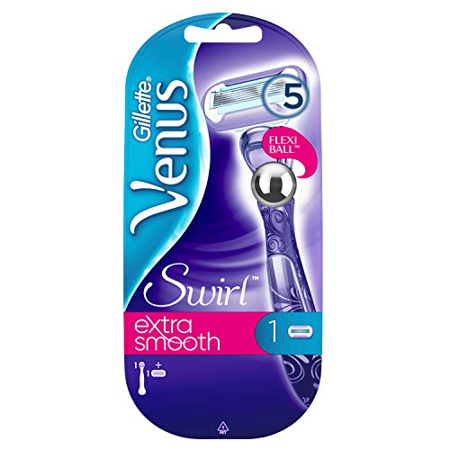 Gillette Venus Swirl Maquinilla de Afeitar Mujer + 2 Cuchillas de Recambio + Funda de Viaje + Gel de Depilación Satin Care, 200 ml, Set de Regalo