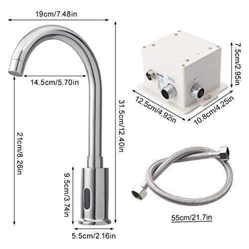 Gimify Grifo Mezclador con Sensor Infrarrojo Grifo de Cocina sin Contacto Cuerpo de Latón Cromo para Agua Fría y Caliente