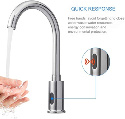 Gimify Grifo Mezclador con Sensor Infrarrojo Grifo de Cocina sin Contacto Cuerpo de Latón Cromo para Agua Fría y Caliente