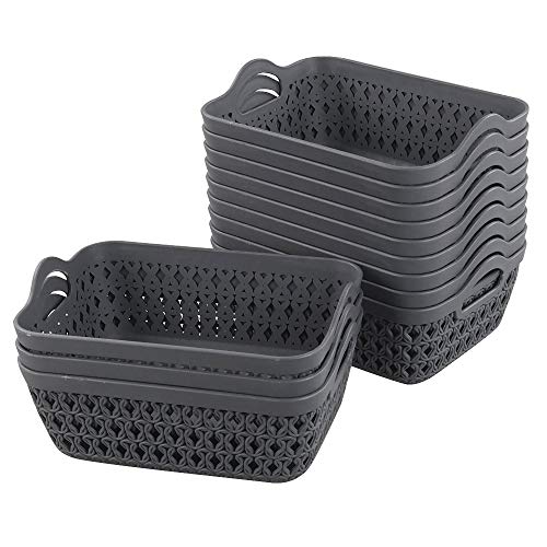 Gitany 12-Pack Cestas de Almacenaje con Asa, Cesta de Plástico de Cocina (Pequeña)