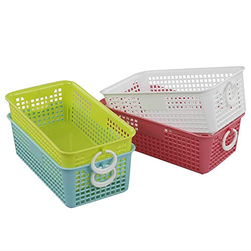 Gitany Cesta de Almacenamiento de Plástico Rectangular Pequeña, Apilable Cesto, Paquete de 4