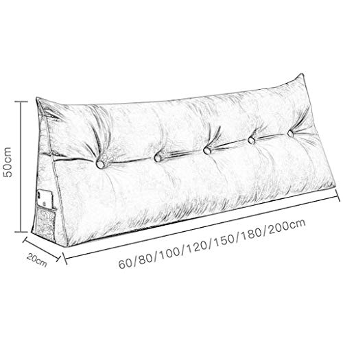 GJ Acolchado For La Cabeza Cuña Triangular, Respaldo, Amortiguador Trasero Lectura Tatami, Sofá Cojín Almohada La Cabeza, Desmontable, Fácil De Limpiar, 7 Tamaños (Color : A, Size : 150×20×50cm)
