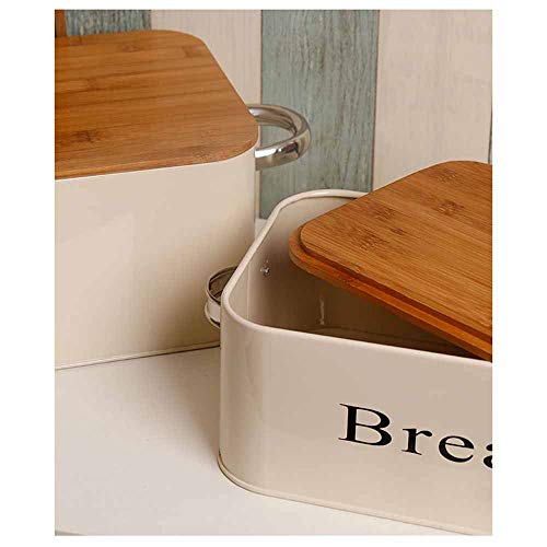 GJDBBLY Panera Caja De Pan De Bambú Snack Rectangular Galvanizado Hierro Polvo Recubierto De Crema Almacenamiento S Blanco