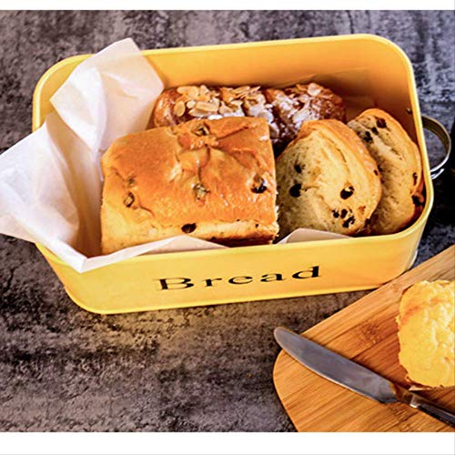 GJDBBLY Panera Caja De Pan De Bambú Snack Rectangular Galvanizado Hierro Polvo Recubierto De Crema Almacenamiento S Blanco