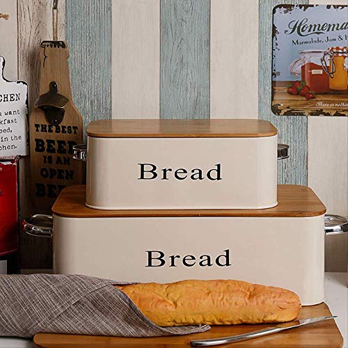 GJDBBLY Panera Caja De Pan De Bambú Snack Rectangular Galvanizado Hierro Polvo Recubierto De Crema Almacenamiento S Blanco