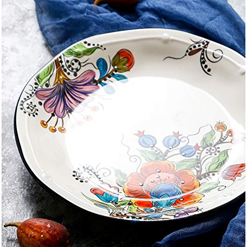 GJH-Plate- Irregular Placa de cerámica, Pasta Placa Occidental, Deep Dish doméstica Placa Desayuno (tamaño : 24x3.2 cm)