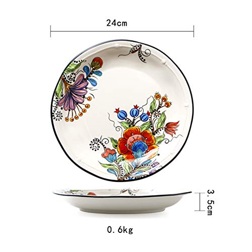 GJH-Plate- Irregular Placa de cerámica, Pasta Placa Occidental, Deep Dish doméstica Placa Desayuno (tamaño : 24x3.2 cm)