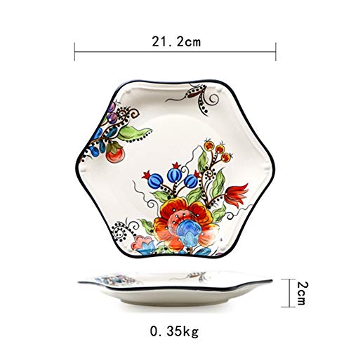 GJH-Plate- Placa Creativa Postre de Frutas, formada Linda de cerámica Placa del Desayuno, de la Plata decoración (tamaño : 21.2x2 cm)