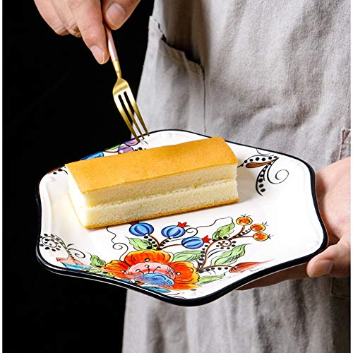 GJH-Plate- Placa Creativa Postre de Frutas, formada Linda de cerámica Placa del Desayuno, de la Plata decoración (tamaño : 21.2x2 cm)
