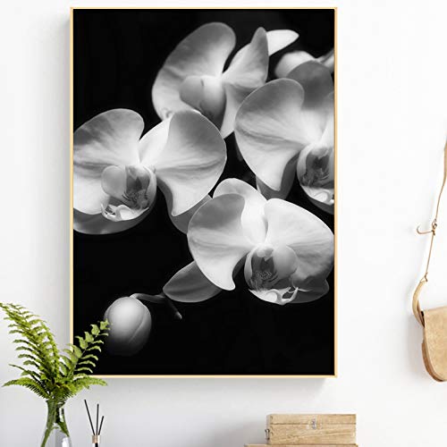 GJQFJBS Estilo nórdico Flor Blanca Lienzo Impreso Cartel Sala de Estar Dormitorio Estudio Café Arte de la Pared Imagen A1 30x40cm