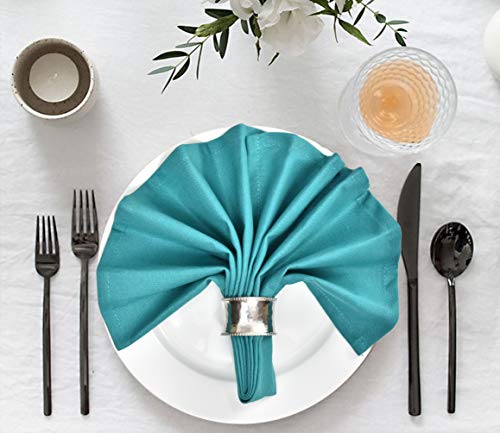 GLAMBURG Juego de 12 servilletas de algodón, servilletas de Tela 46x46 Cm, servilletas de cóctel Suaves y cómodas, servilletas de Boda, Lavables a máquina - Verde Azulado