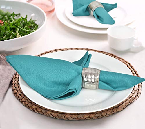 GLAMBURG Juego de 12 servilletas de algodón, servilletas de Tela 46x46 Cm, servilletas de cóctel Suaves y cómodas, servilletas de Boda, Lavables a máquina - Verde Azulado