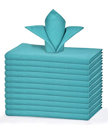 GLAMBURG Juego de 12 servilletas de algodón, servilletas de Tela 46x46 Cm, servilletas de cóctel Suaves y cómodas, servilletas de Boda, Lavables a máquina - Verde Azulado
