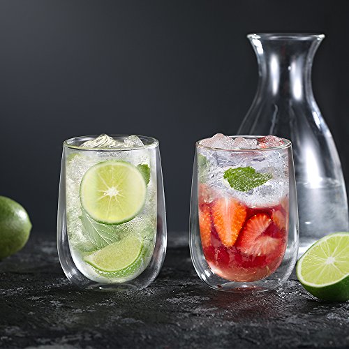 Glastal 350ml Vaso de Vidrio de Borosilicato de Aislamiento Térmico de Doble Pared para Café, Leche, Té y Más, Conjunto de 2